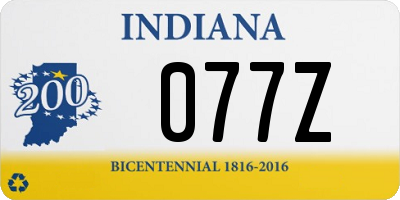 IN license plate 077Z