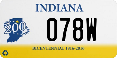 IN license plate 078W