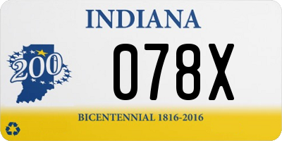 IN license plate 078X
