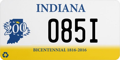 IN license plate 085I