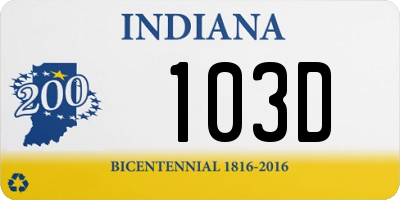 IN license plate 103D