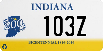IN license plate 103Z