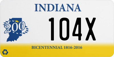 IN license plate 104X