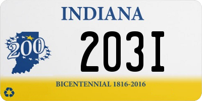 IN license plate 203I