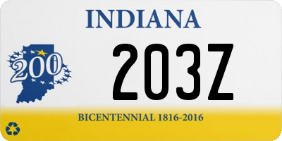IN license plate 203Z