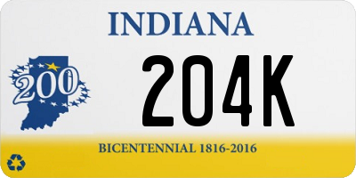 IN license plate 204K