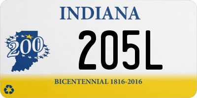 IN license plate 205L