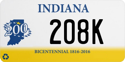 IN license plate 208K