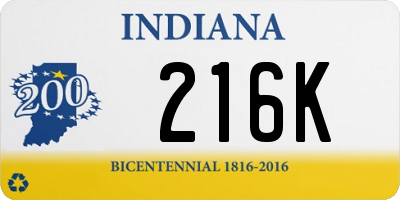 IN license plate 216K