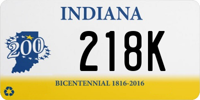 IN license plate 218K