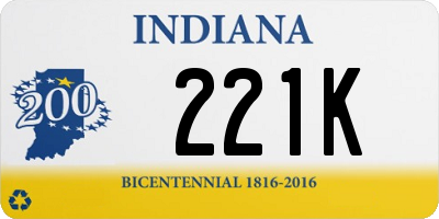 IN license plate 221K