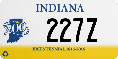 IN license plate 227Z