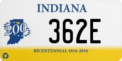IN license plate 362E