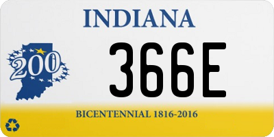 IN license plate 366E
