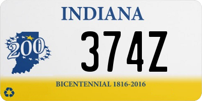IN license plate 374Z