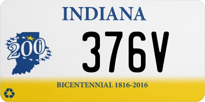 IN license plate 376V