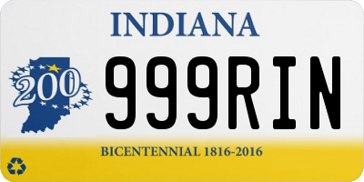 IN license plate 999RIN