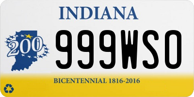 IN license plate 999WSO