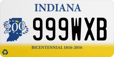 IN license plate 999WXB