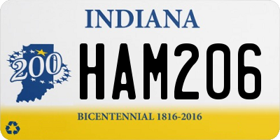 IN license plate HAM206