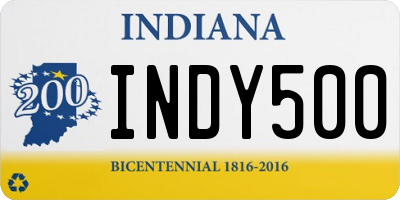 IN license plate INDY500