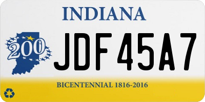 IN license plate JDF45A7