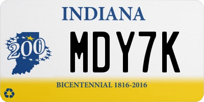 IN license plate MDY7K