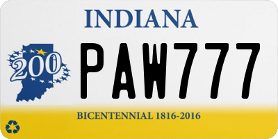 IN license plate PAW777