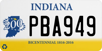 IN license plate PBA949