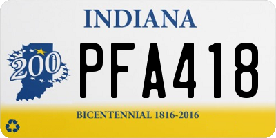 IN license plate PFA418