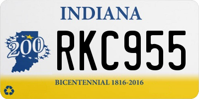 IN license plate RKC955