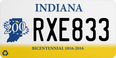 IN license plate RXE833