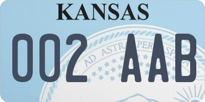 KS license plate 002AAB