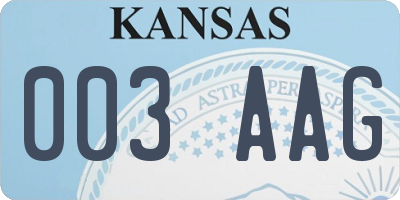 KS license plate 003AAG