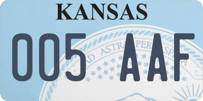 KS license plate 005AAF