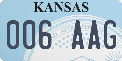 KS license plate 006AAG