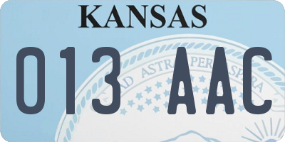 KS license plate 013AAC