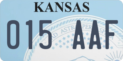 KS license plate 015AAF