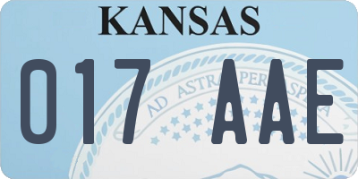 KS license plate 017AAE