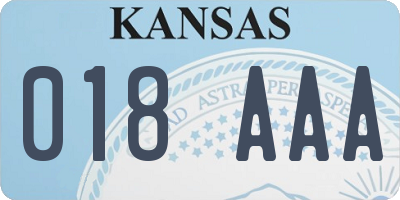 KS license plate 018AAA