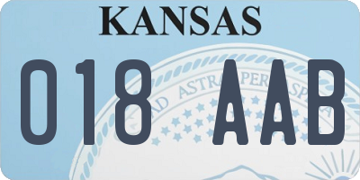 KS license plate 018AAB