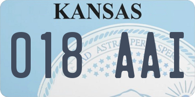 KS license plate 018AAI