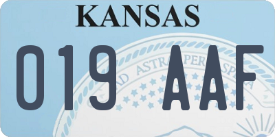 KS license plate 019AAF