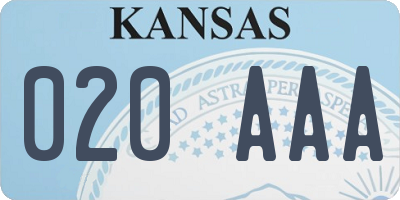 KS license plate 020AAA