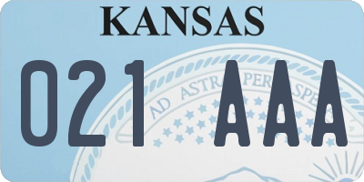 KS license plate 021AAA