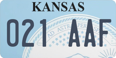 KS license plate 021AAF