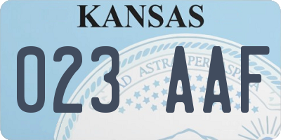 KS license plate 023AAF