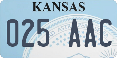 KS license plate 025AAC