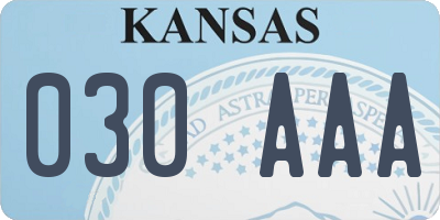 KS license plate 030AAA