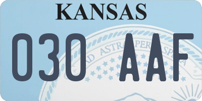 KS license plate 030AAF